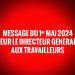 Message du 1er mai 2024 de Monsieur le Directeur Général de l’OCC aux travailleurs
